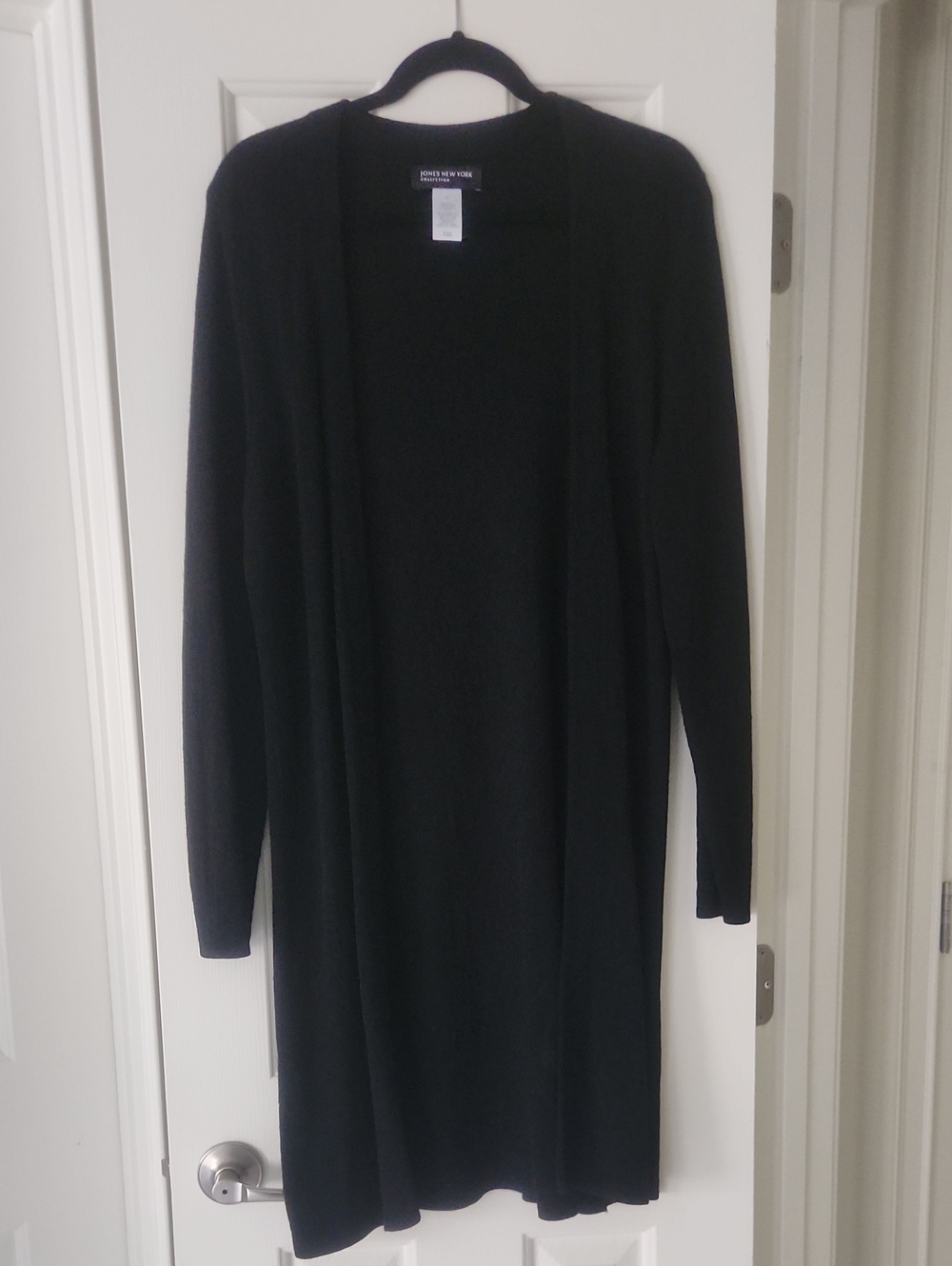 Jones New York Black Long Open-Front Cardigan